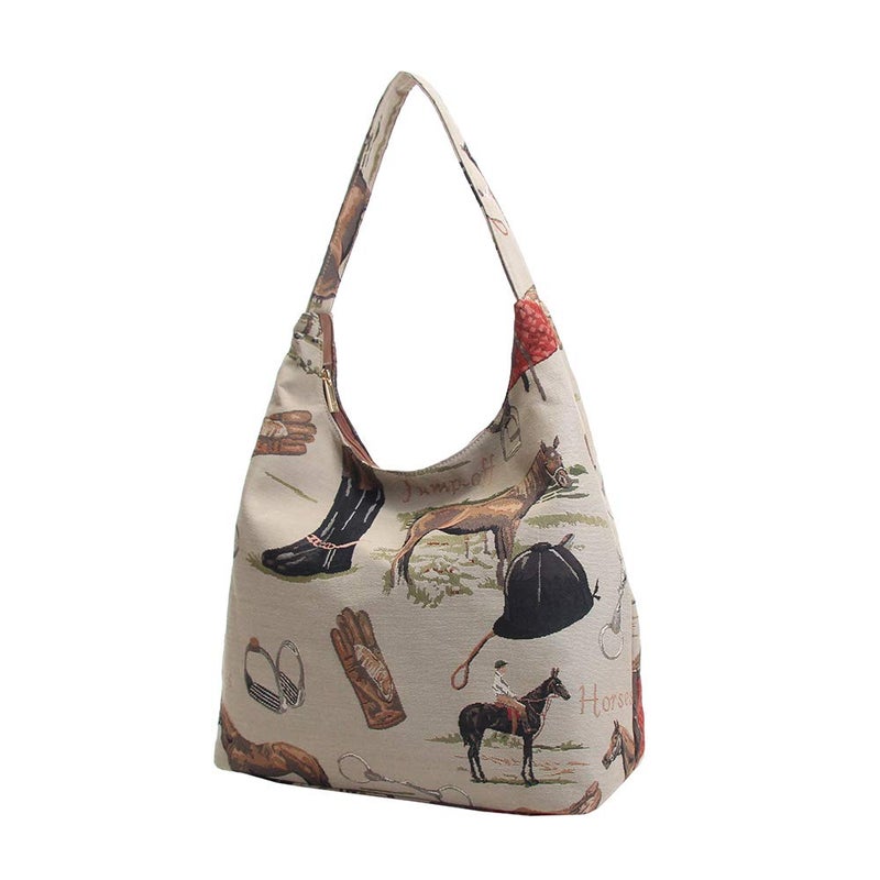Signare Tapestry Hobo Shoulder bag Slouch Purse For Women with Horse Design (HOBO-HOR) - Image 2